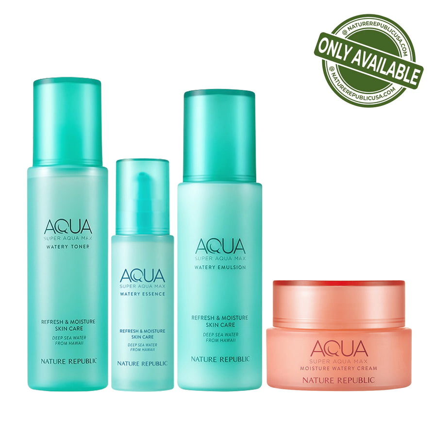 [ULTRA MOIST] Super Aqua Max Essential Set (Toner, Essence, Emulsion & Moisture Watery Cream)