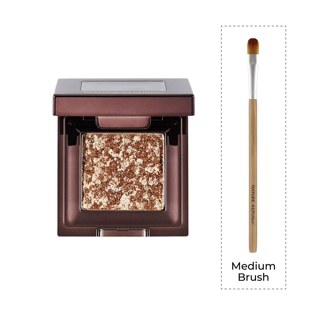 Twinkle Gemstone Glitter Eye Shadow 02 Amber + Nature's Deco Eyeshadow Medium Brush