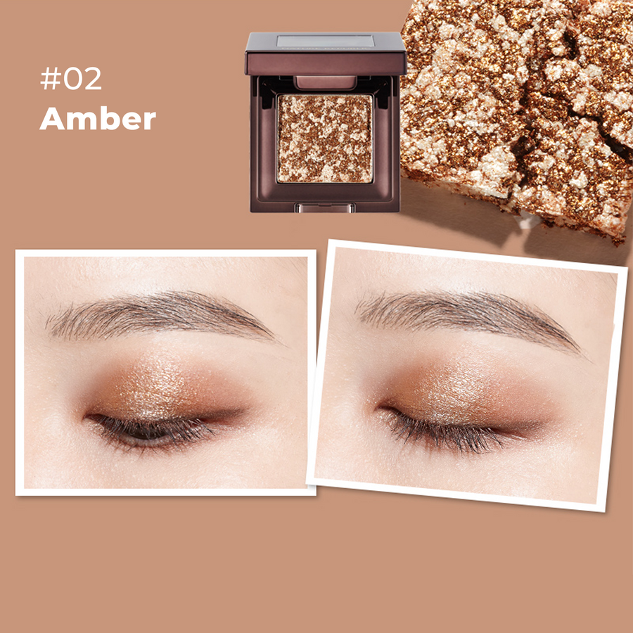 Twinkle Gemstone Glitter Eye Shadow 02 Amber + Nature's Deco Eyeshadow Medium Brush
