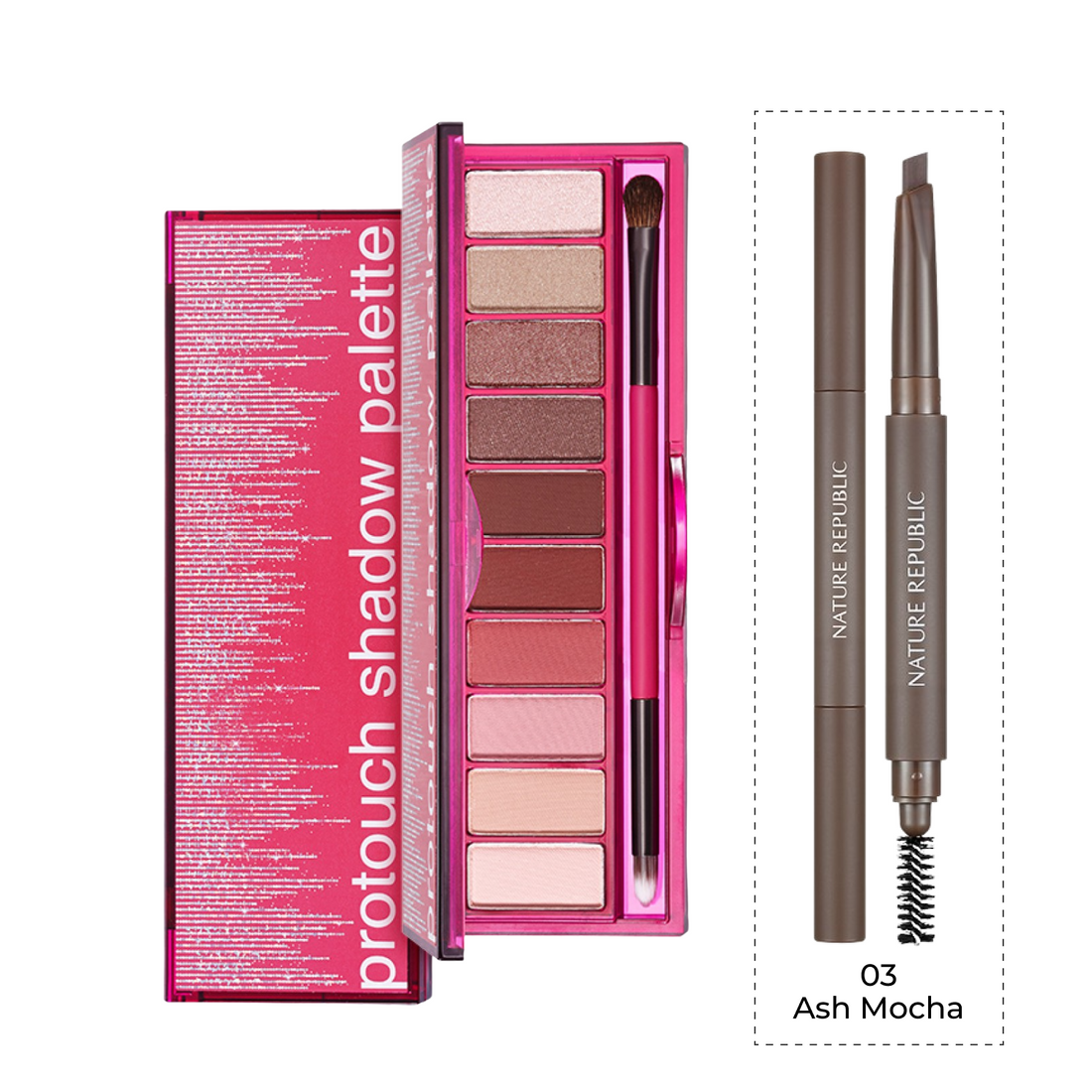 Protouch Shadow Palette 02 Fever Rosy (CHOOSE By Flower Auto Eyebrow 4 Options)