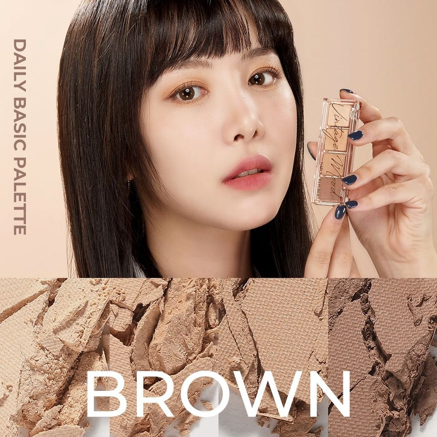 Daily Basic Palette 01 Brown (w/ FREE 4x Rubycell Sponge Tip)