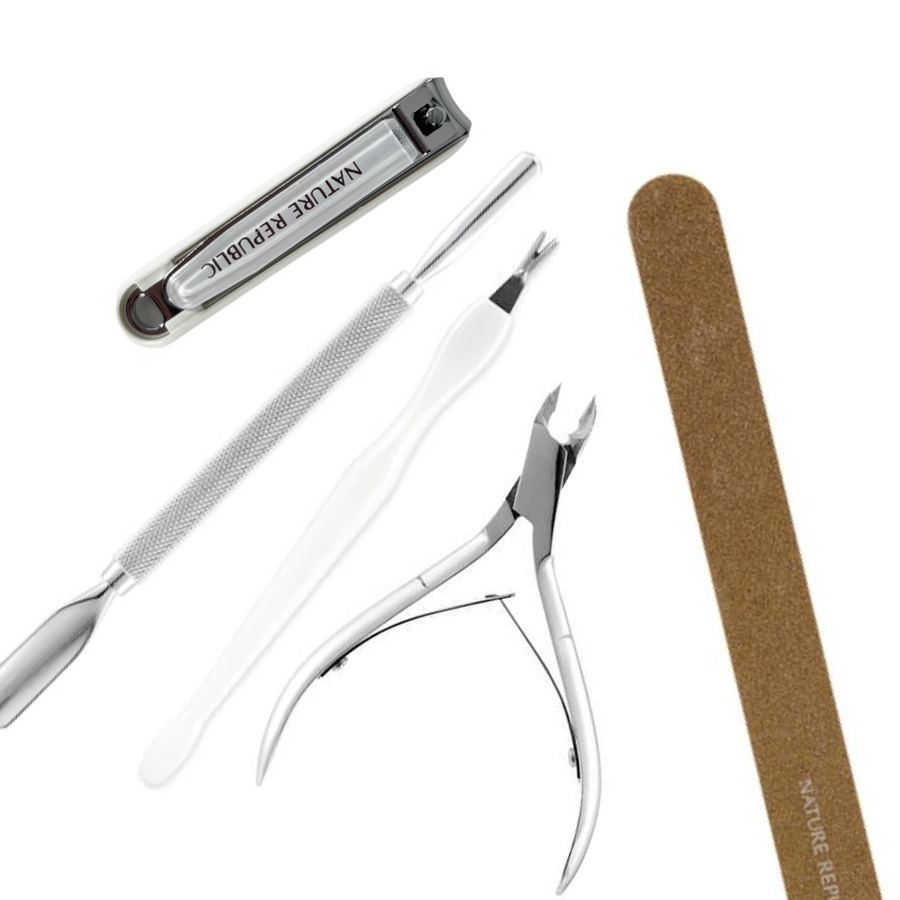 Full Nail Care Set (Nail Clipper, Cuticle Pusher, Cuticle Trimmer, Nippers & Emery Board)