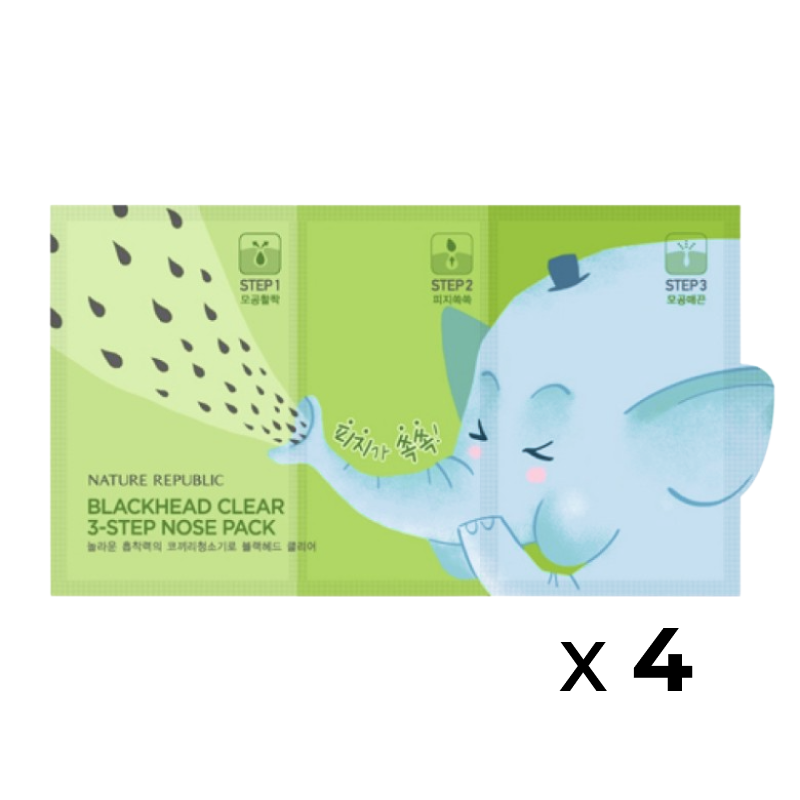 [4x] Blackhead Clear 3-step Nose Packs