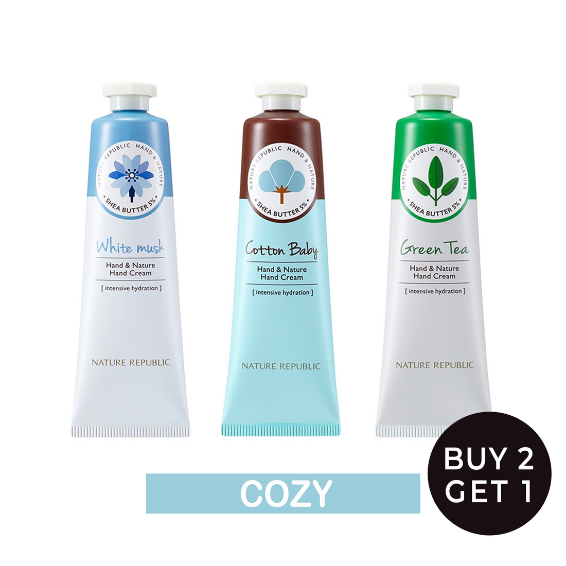 [Cozy] Hand & Nature Hand Cream - White Musk, Cotton Baby & Green Tea