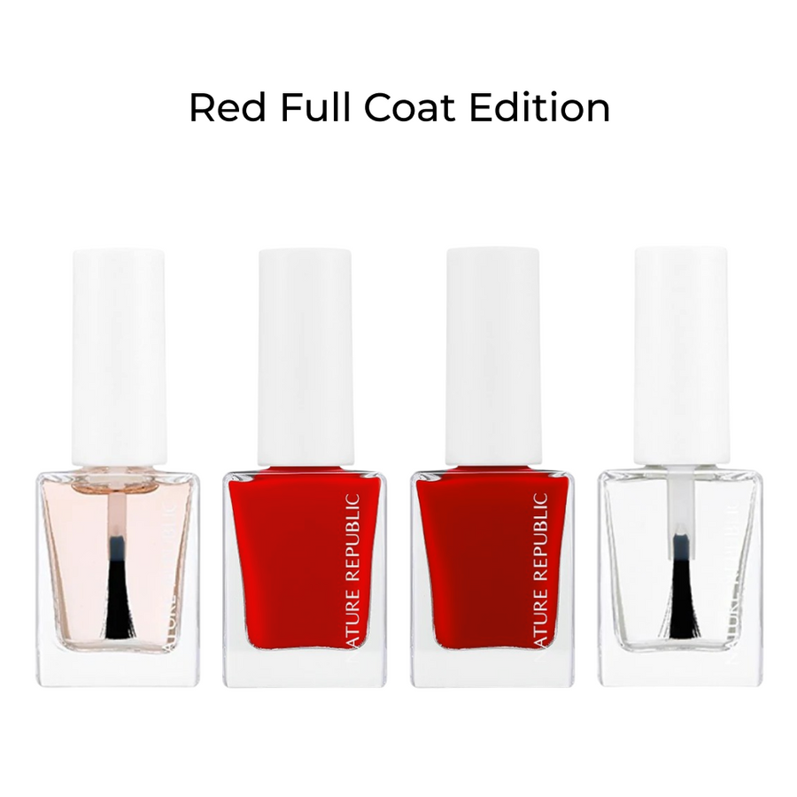 COLOR & NATURE NAIL RED FULL COAT EDITION (w/ GREEN TEA NAIL REMOVER + FREE NAIL GRADIENT SPONGE SET)