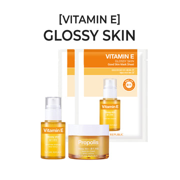 [VITAMIN E] Good Skin Glossy Skin - Vitamin E Ampoule, Propolis Cream, 2x Vitamin E Mask Sheet