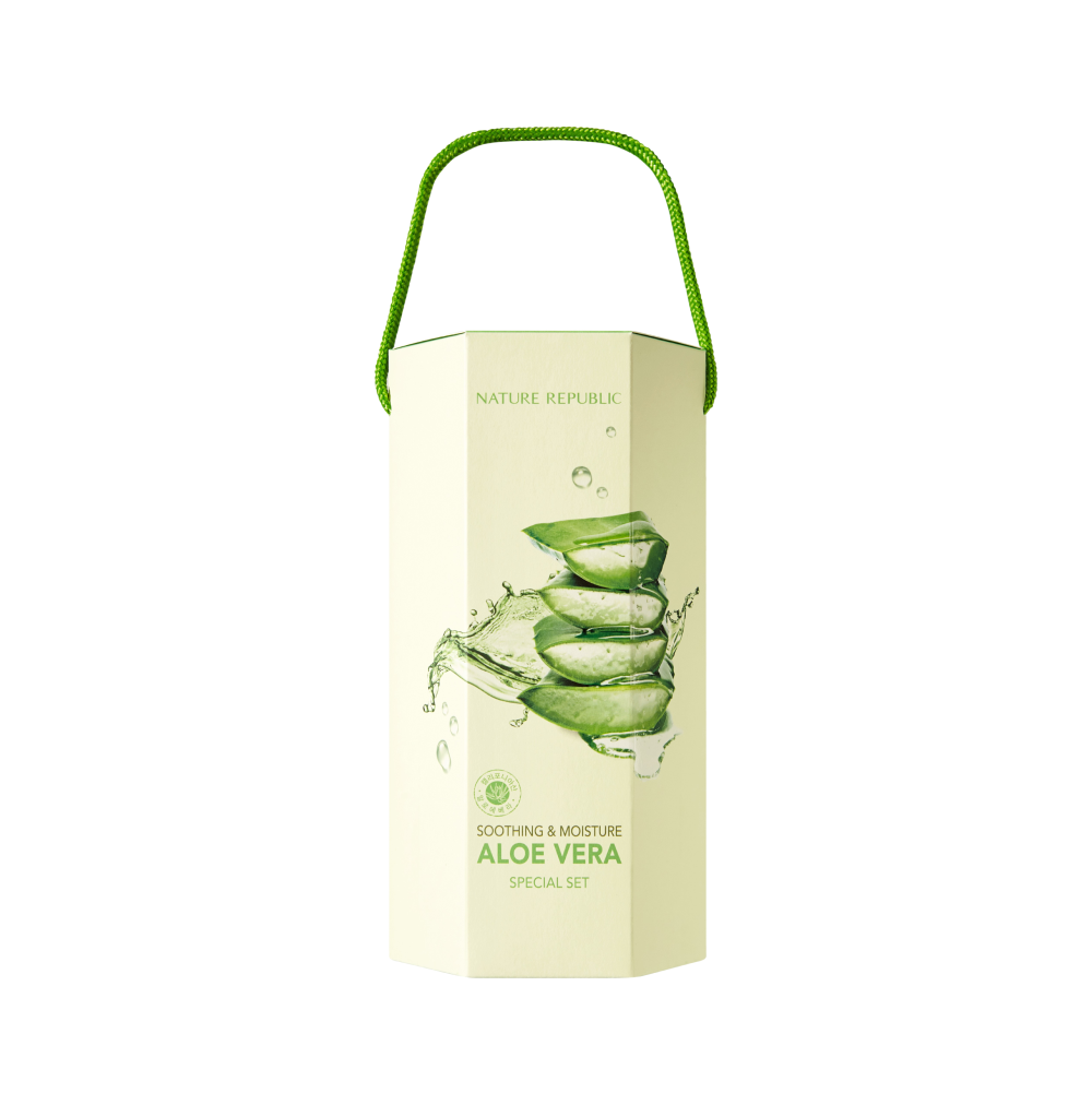 Soothing & Moisture Aloe Vera Gift Box 3 (Soothing Gel, 3x Mist, 5x Aloe Hydrogel Mask Sheet)