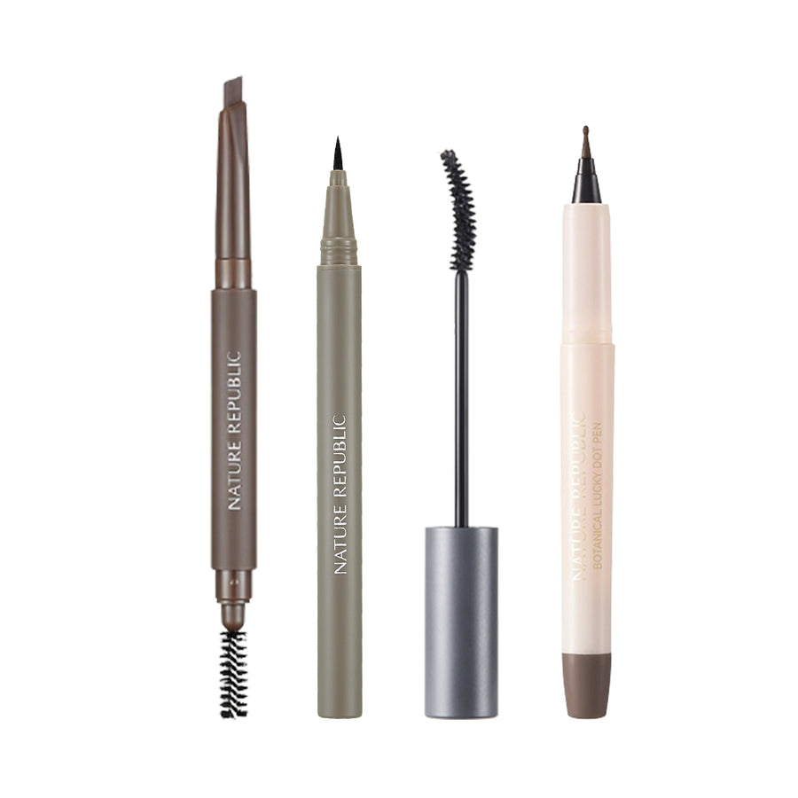 Eye Makeup Full Set (Eyebrow, Eyeliner, Mascara, Dot Pen w/ FREE Eye Shadow, Sponge Tip)