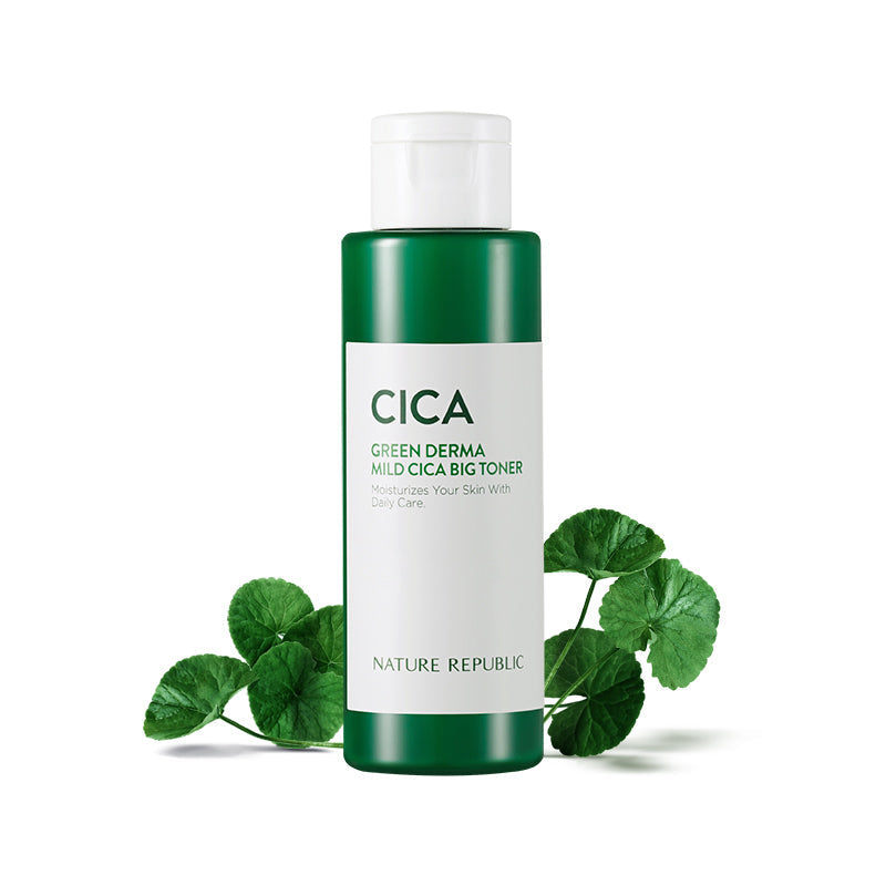Green Derma Mild Cica 4pcs Set - Cream with Big Toner Set, Lotion, Sun Cream SPF50+ & Serum Cover Cushion SPF50+