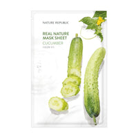 [10+10] Real Nature Hydrating Mask Sheet Set (Green Tea 10 + Cucumber 10)