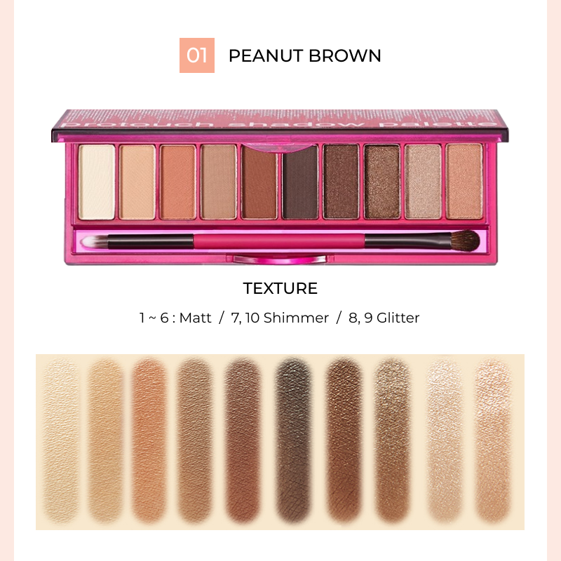 Protouch Shadow Palette 01 Peanut Brown (w/ FREE Hand Mirror)