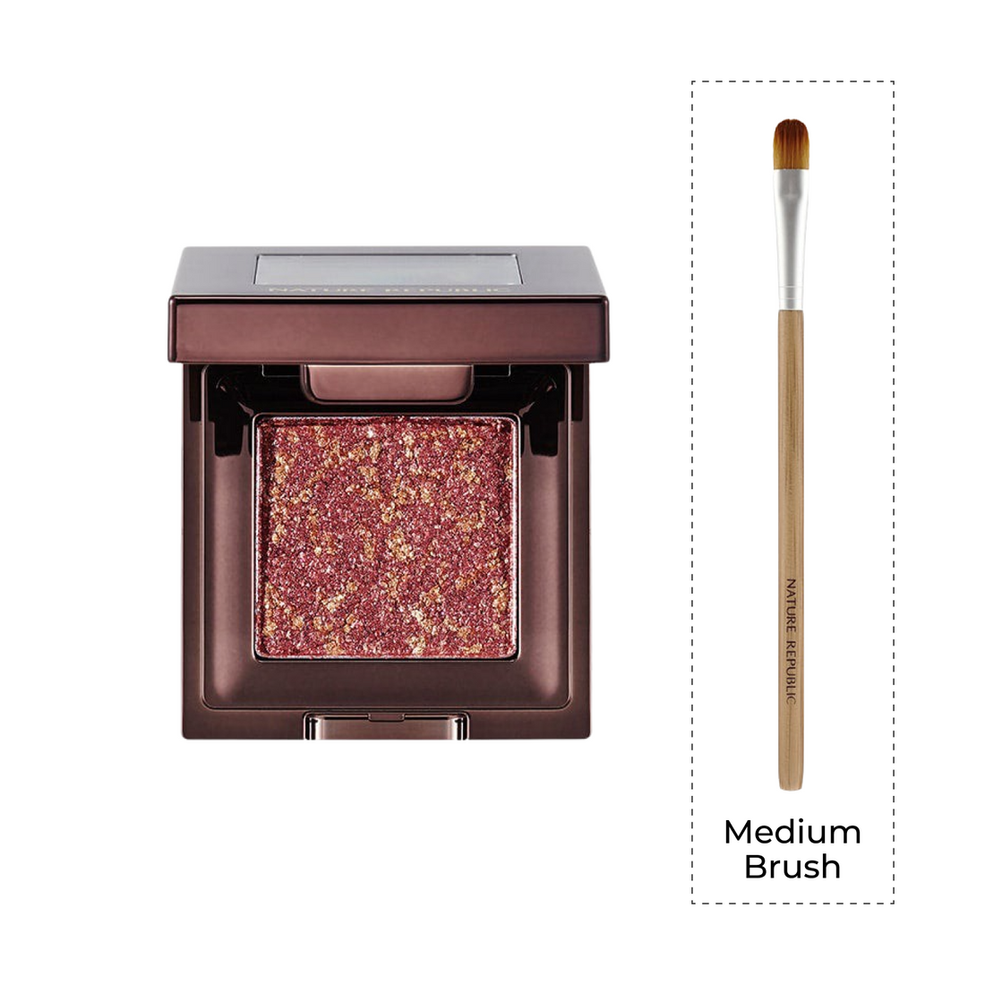 Twinkle Gemstone Glitter Eye Shadow 05 Ruby + Nature's Deco Eyeshadow Medium Brush