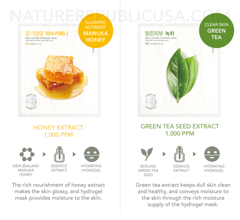 [15x] Hydrogel Brightening - Glossy - Soothing Mask Sheet Set (Manuka Honey 5 + Kakadu Plum 5 + Aloe 5)