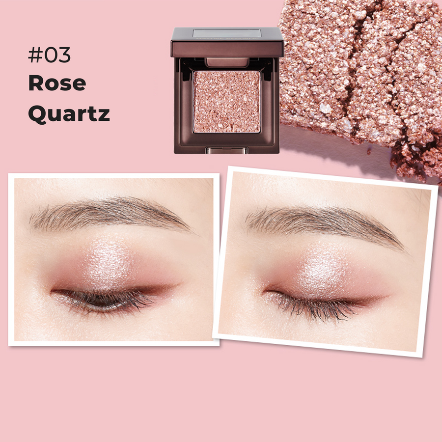 Twinkle Gemstone Glitter Eye Shadow 03 Rose Quartz + Nature's Deco Eyeshadow Medium Brush