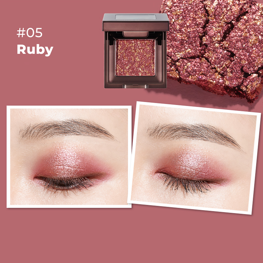Twinkle Gemstone Glitter Eye Shadow 05 Ruby + Nature's Deco Eyeshadow Medium Brush