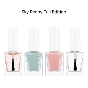 COLOR & NATURE NAIL SKY PEONY FULL COAT EDITION (w/ GREEN TEA NAIL REMOVER + FREE NAIL GRADIENT SPONGE SET