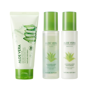 Soothing & Moisture Aloe Vera Essential Set - Foam Cleanser, Toner & Emulsion