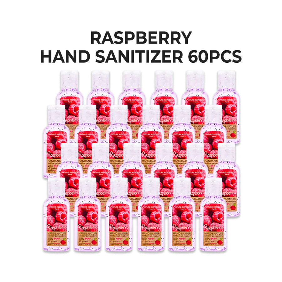 [HOLIDAY SAFETY] Hand & Nature hand Sanitizer Gel Raspberry Bottle 60PCS Set