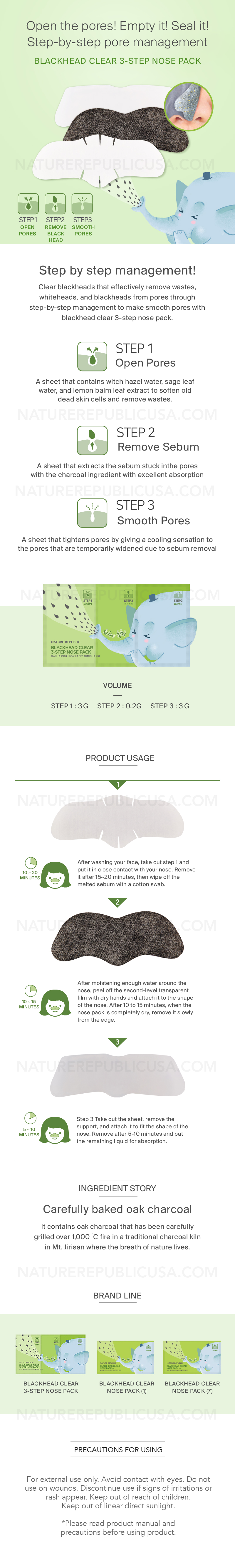 [4x] Blackhead Clear 3-step Nose Packs