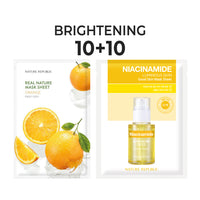 [10+10] Brightening Mask Sheet Set (Real Nature Orange 10 + Good Skin Niacinamide 10)