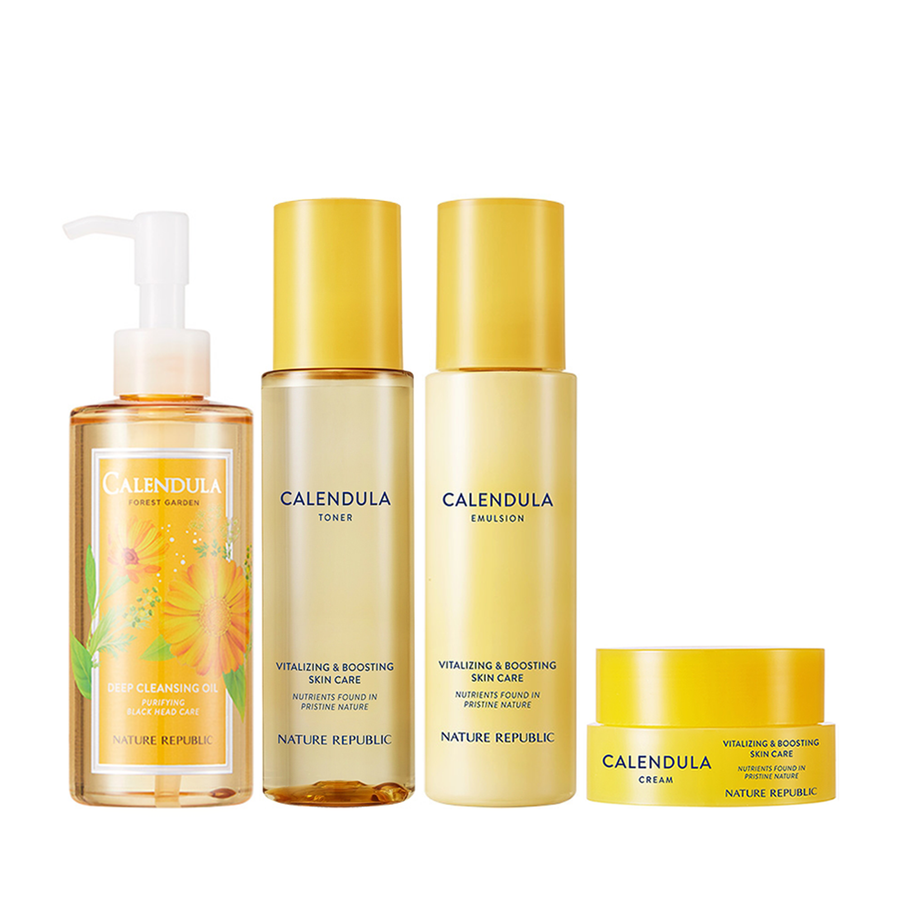 Calendula Cleansing Oil & Skin Care Set (Calendula Cleansing Oil, Toner, Emulsion & Cream)