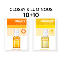 [10+10] Good Skin Glossy & Luminous Mask Sheets (Vitamin E 10 + Niacinamide 10) w/ FREE Org. Aloe Vera Gel