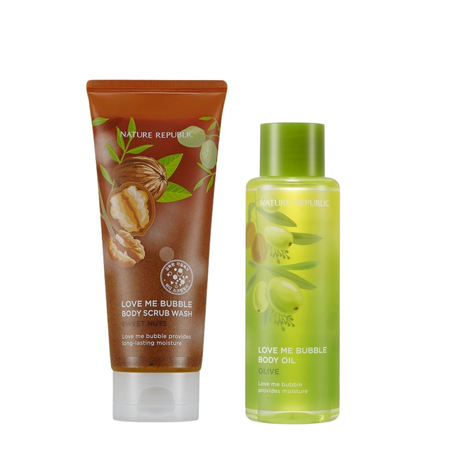 Love Me Bubble Duo (Sweet Nuts Scrub Wash & Olive Oil)
