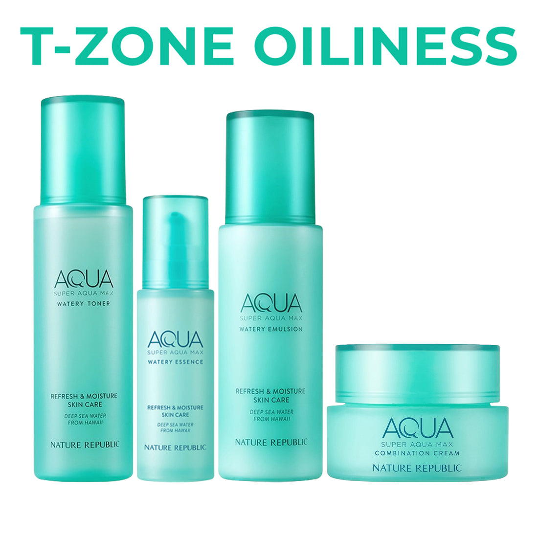 [T-Zone Oily] Super Aqua Max Essential Set (Toner, Essence, Emulsion & Combination Watery Cream)