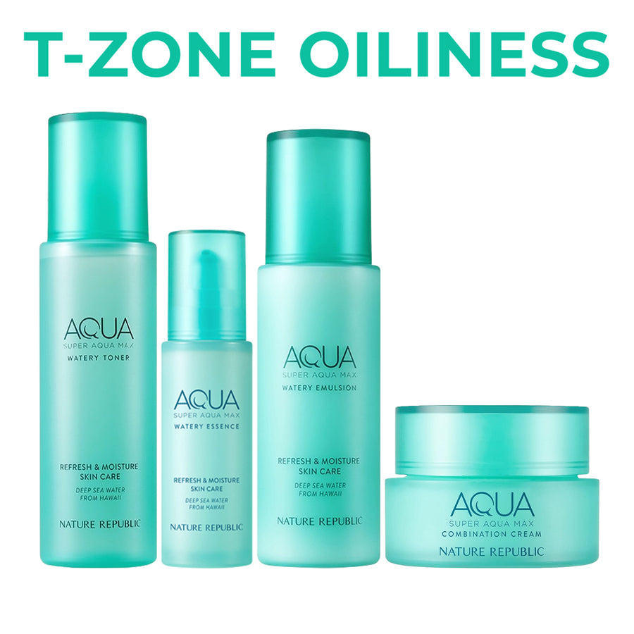 [T-ZONE OILY] Super Aqua Max Combination Watery Cream Set (Toner, Essence, Emulsion & Combination Watery Cream)